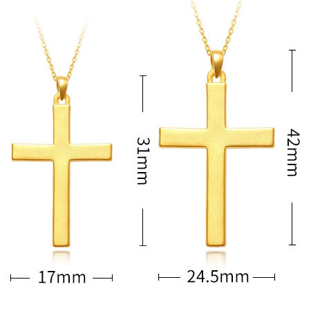 His and Hers 24K Yellow Gold Cross Pendant Necklaces